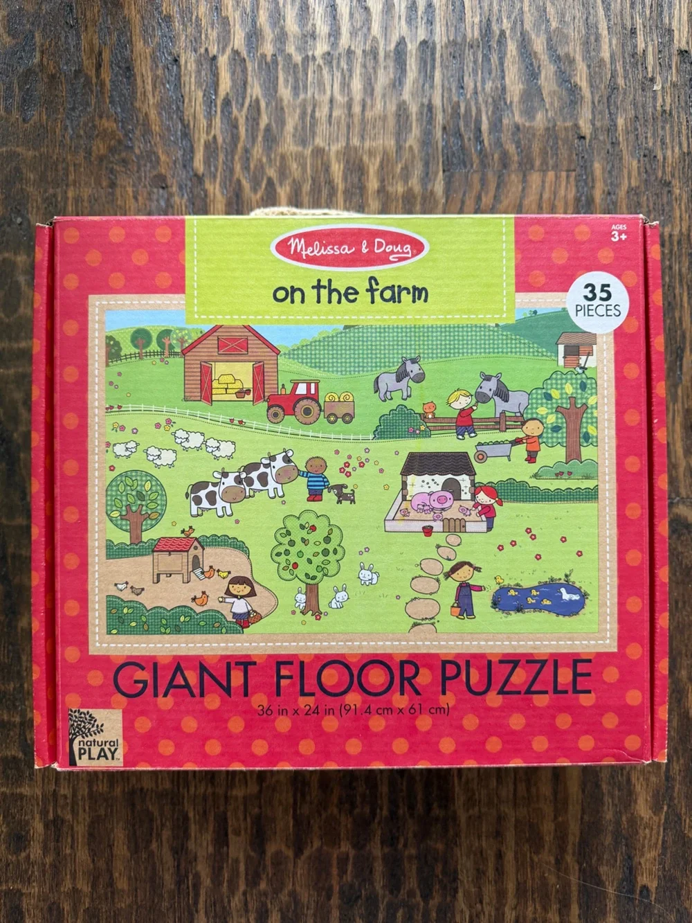 Melissa & Doug On the Farm Giant Floor Puzzle 35 pieces Natural Play